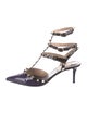 Valentino Rockstud Accents Patent Leather T-Strap Pumps