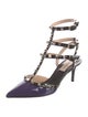 Valentino Rockstud Accents Patent Leather T-Strap Pumps