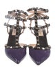 Valentino Rockstud Accents Patent Leather T-Strap Pumps