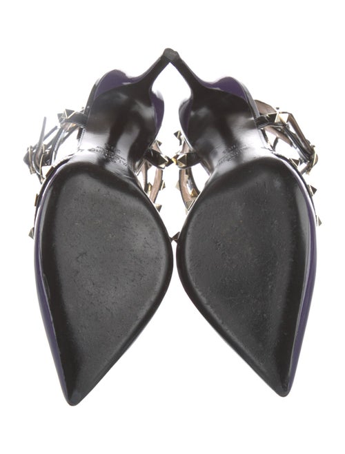 Valentino Rockstud Accents Patent Leather T-Strap Pumps