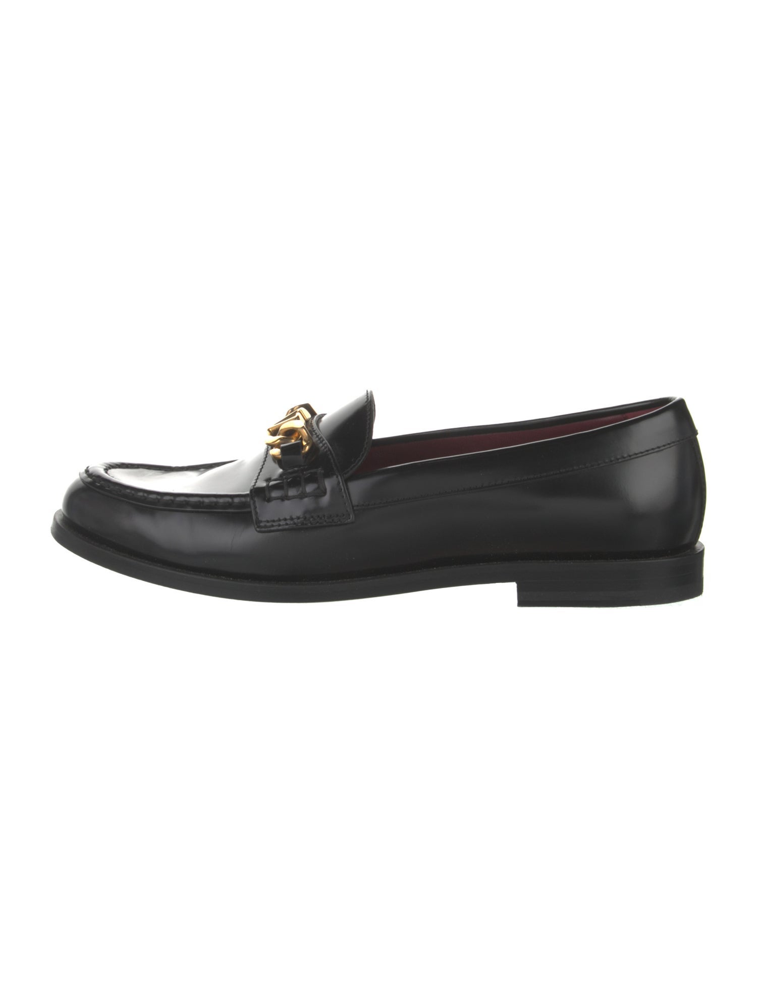 Valentino Leather Chain-Link Accents Loafers