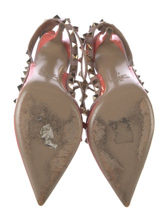 Valentino Rockstud Accents Patent Leather T-Strap Pumps