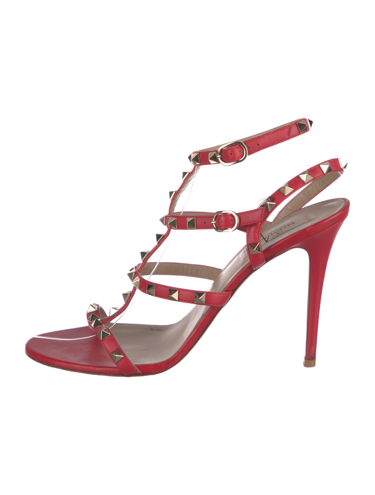 Valentino Rockstud Accents Leather T-Strap Sandals
