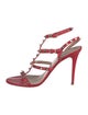 Valentino Rockstud Accents Leather T-Strap Sandals