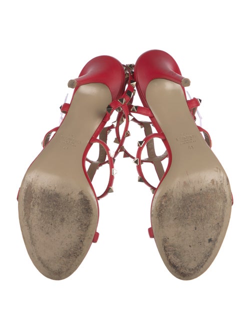 Valentino Rockstud Accents Leather T-Strap Sandals
