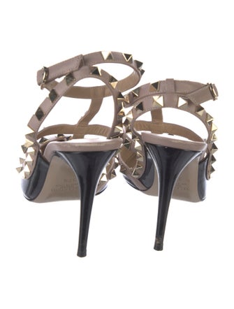 Valentino Rockstud Accents Patent Leather T-Strap Pumps
