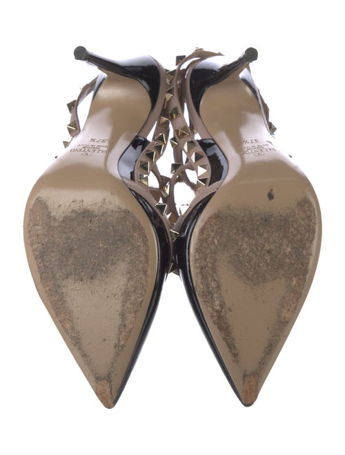 Valentino Rockstud Accents Patent Leather T-Strap Pumps
