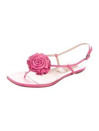 Valentino Leather T-Strap Sandals