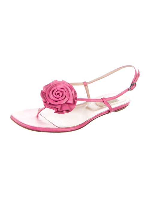 Valentino Leather T-Strap Sandals