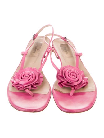 Valentino Leather T-Strap Sandals