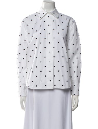 Valentino Polka Dot Print Long Sleeve Button-Up Top