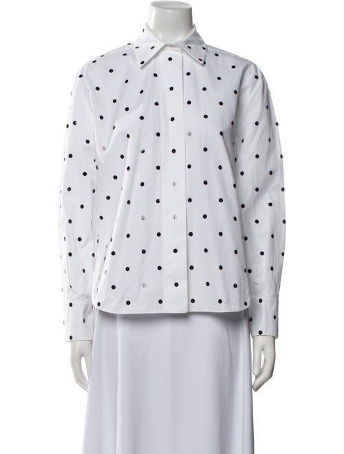 Valentino Polka Dot Print Long Sleeve Button-Up Top