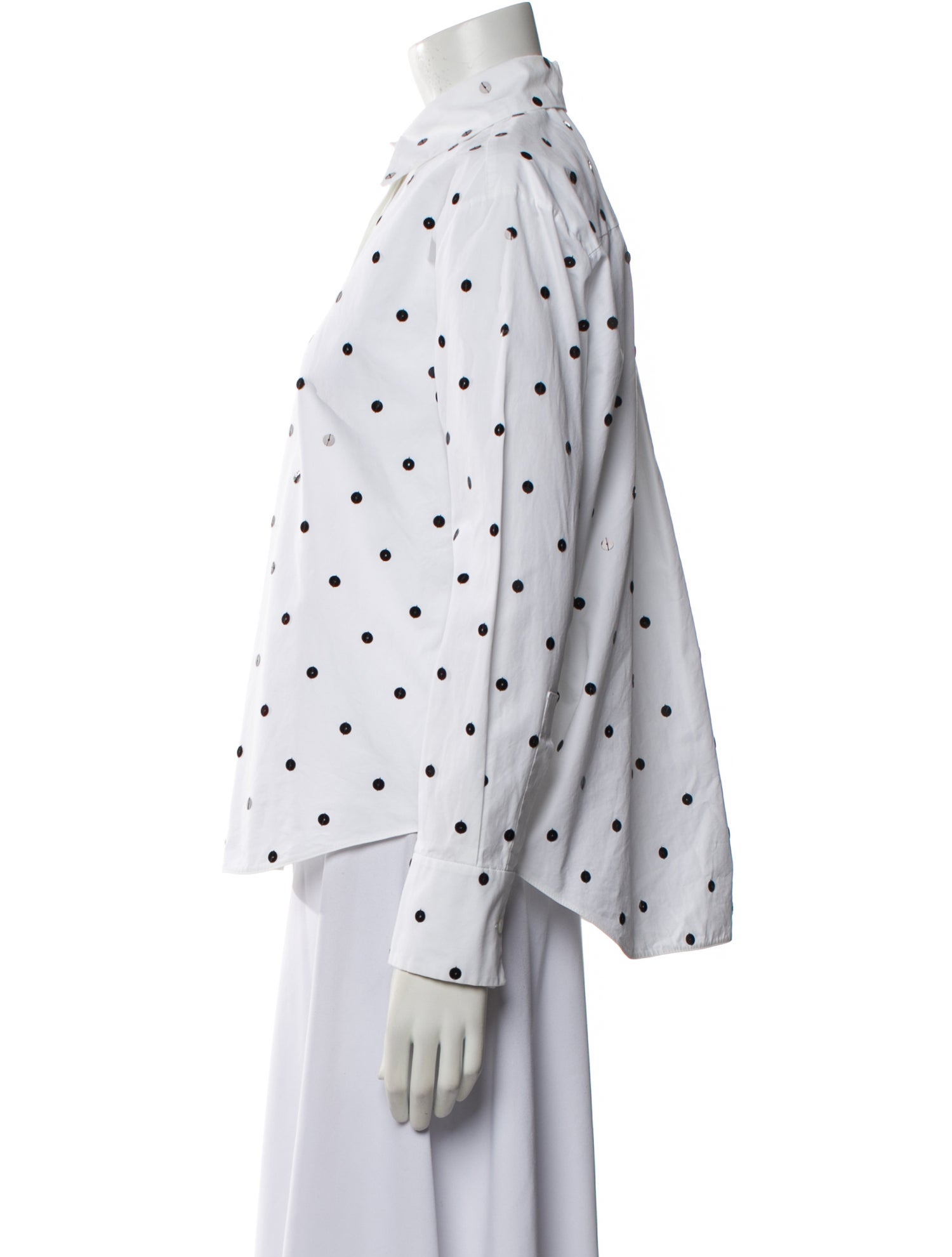 Valentino Polka Dot Print Long Sleeve Button-Up Top