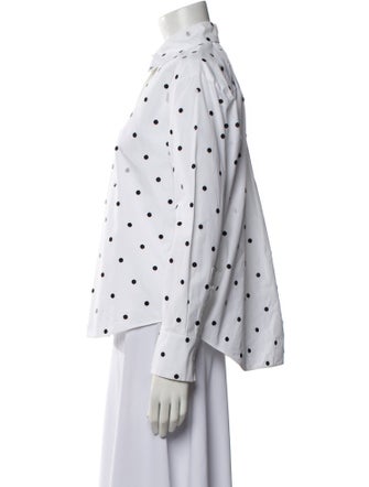 Valentino Polka Dot Print Long Sleeve Button-Up Top