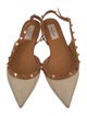 Valentino Rockstud Accents Straw Slingback Flats