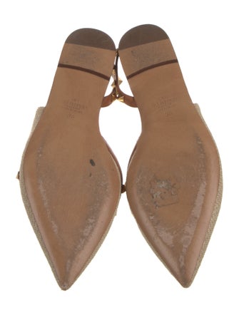 Valentino Rockstud Accents Straw Slingback Flats