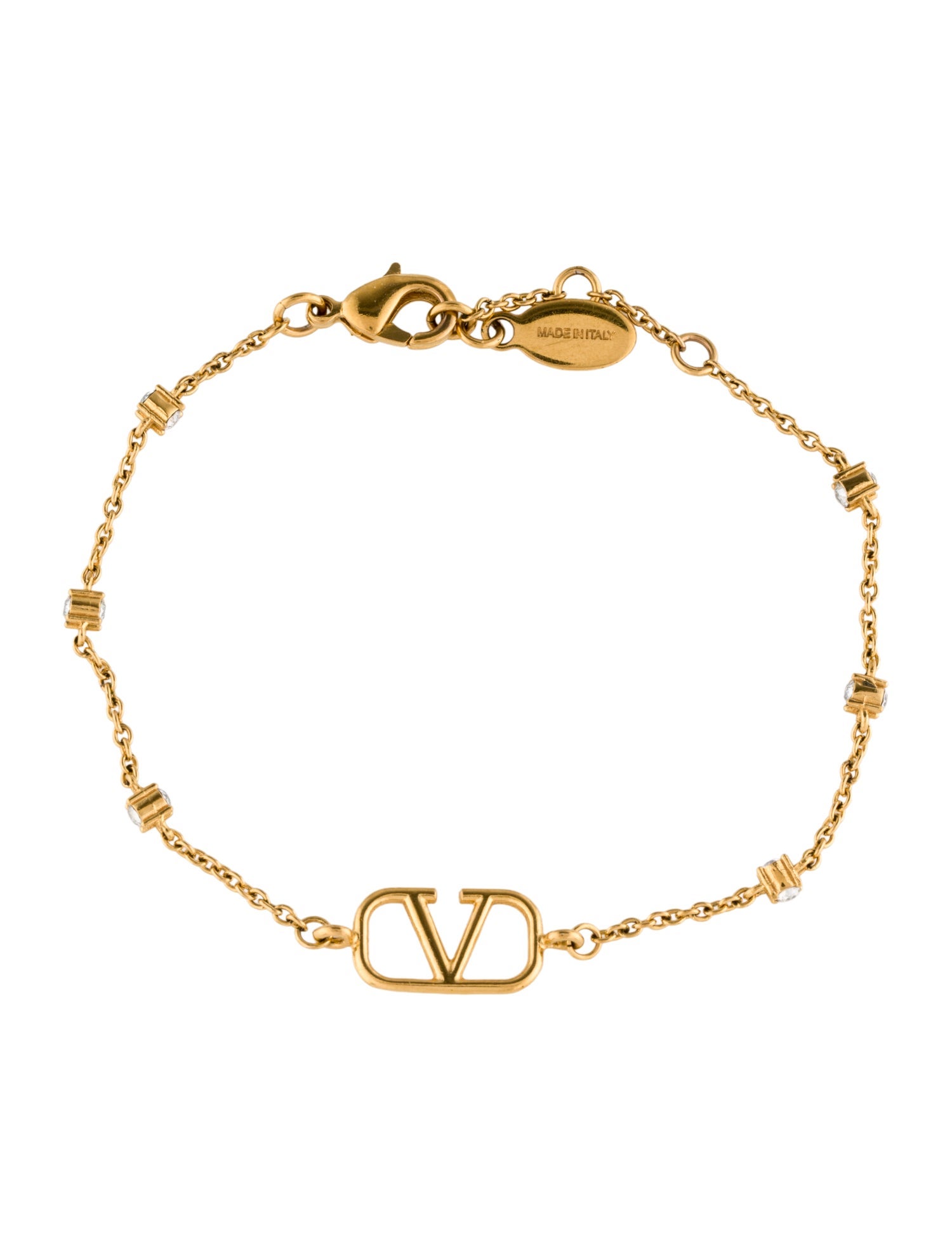 Valentino Crystal VLogo Signature Link Bracelet