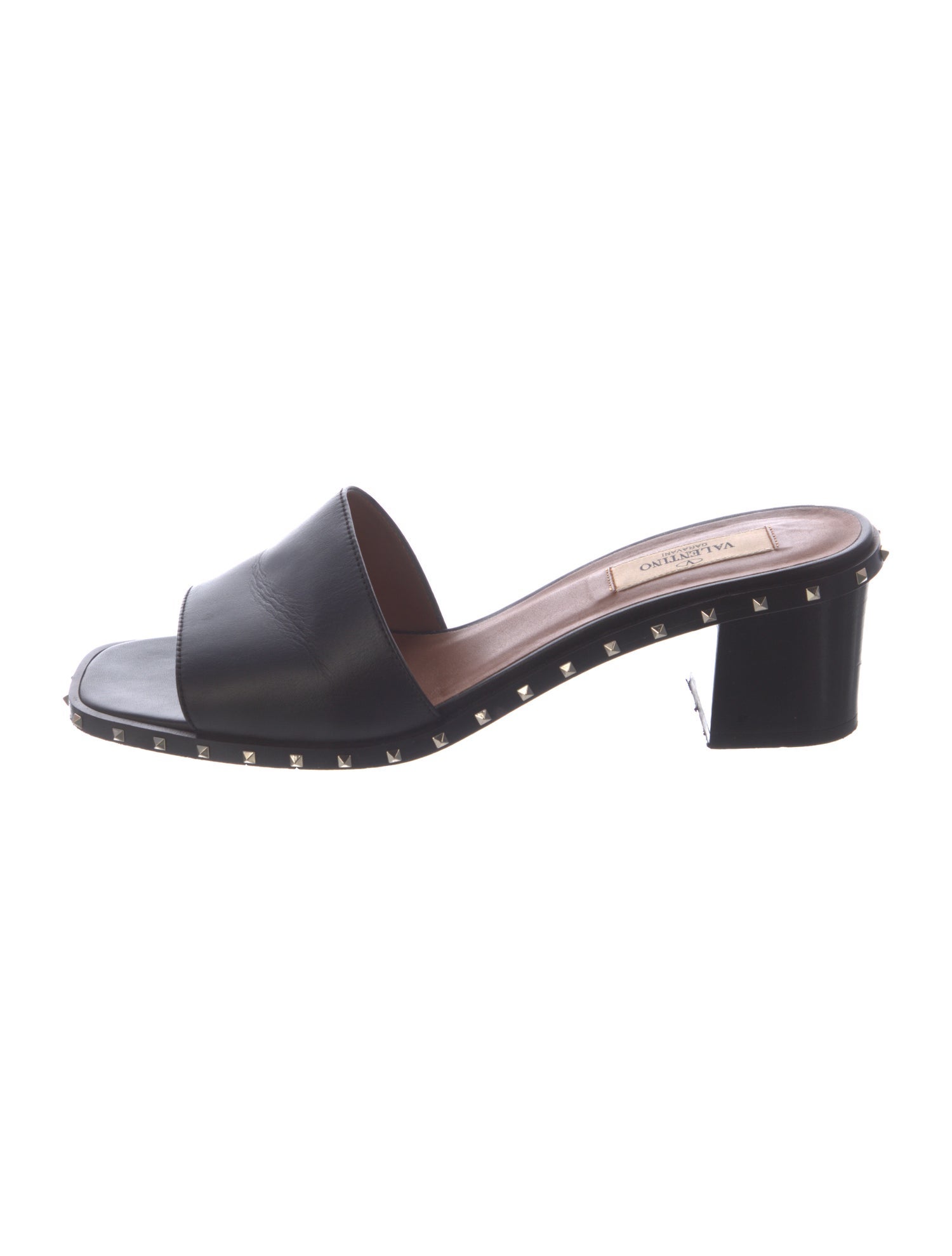 Valentino Rockstud Accents Leather Slides