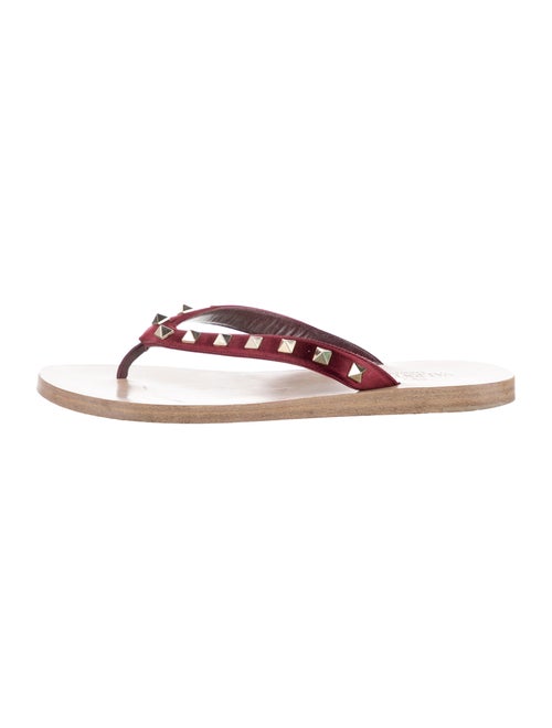 Valentino Rockstud Accents Satin Flip Flops