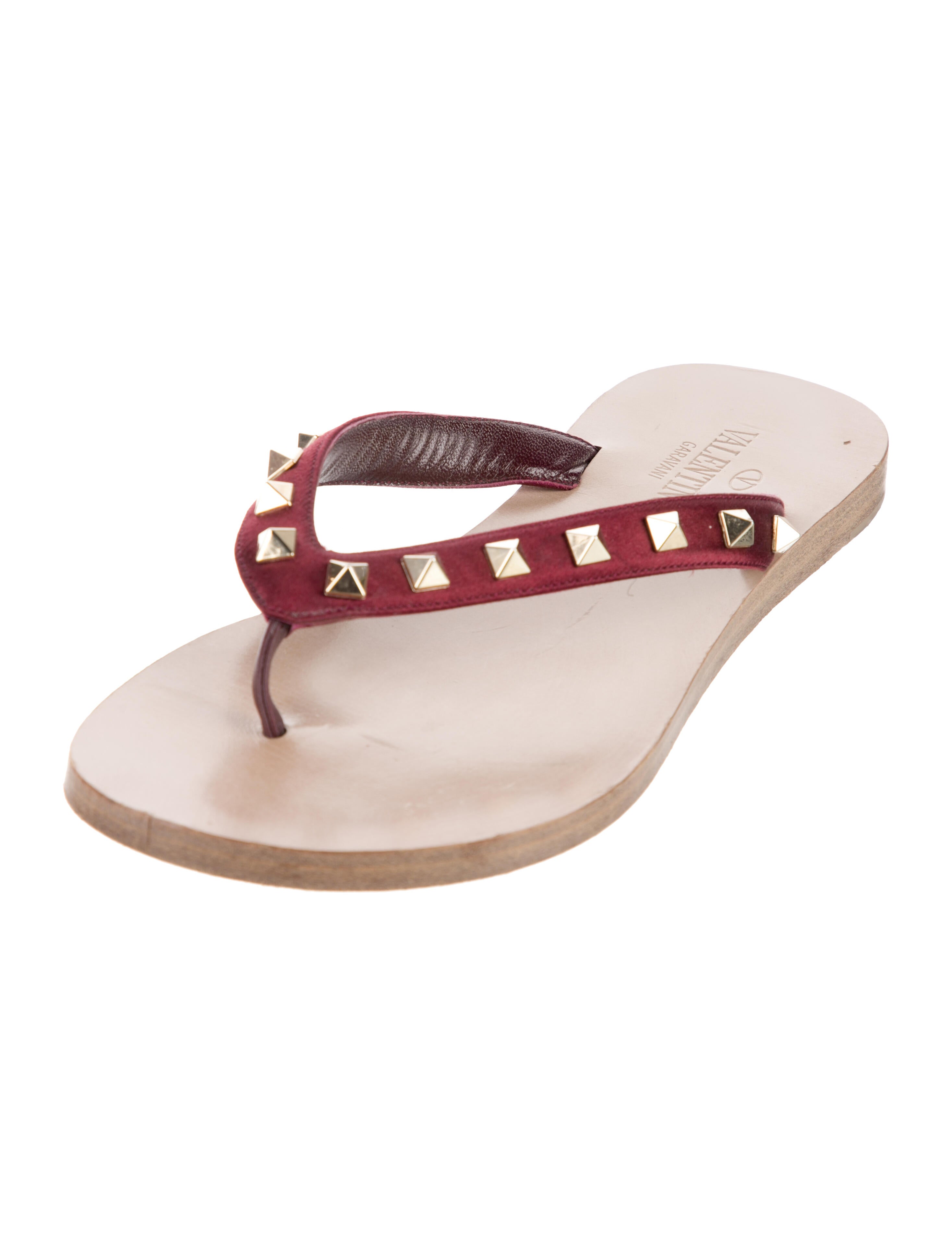 Valentino Rockstud Accents Satin Flip Flops