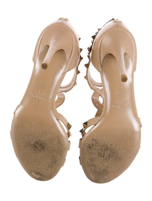 Valentino Rockstud Accents Leather T-Strap Sandals