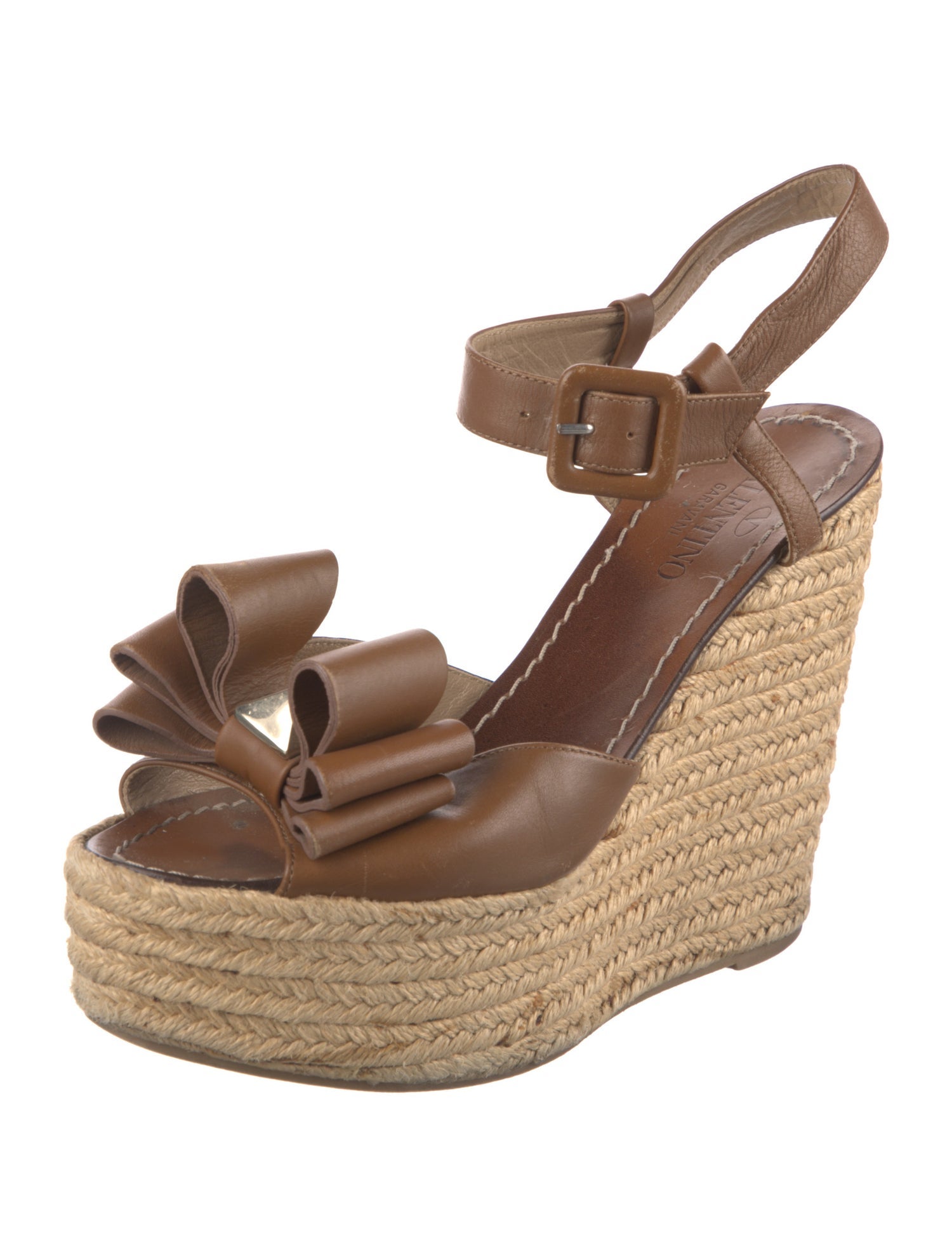 Valentino Rockstud Accents Leather Espadrilles