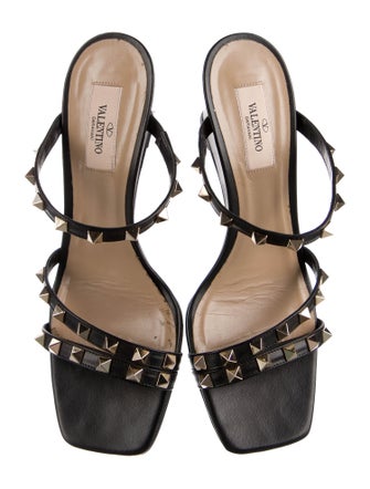 Valentino Rockstud Accents Leather Slides