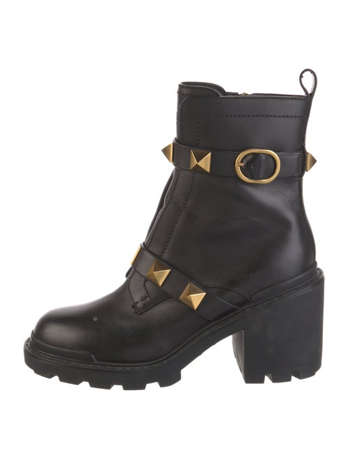 Valentino Rockstud Accents Leather Combat Boots