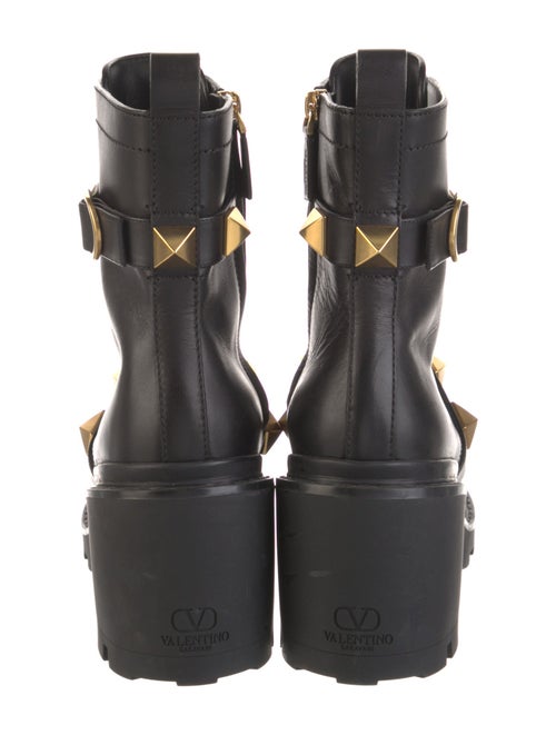Valentino Rockstud Accents Leather Combat Boots
