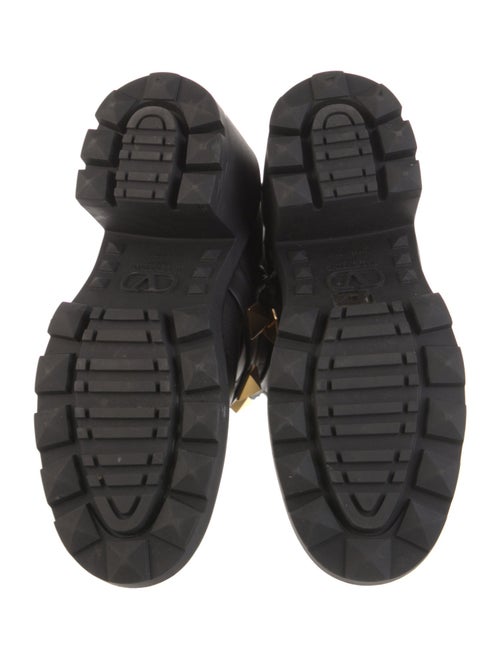 Valentino Rockstud Accents Leather Combat Boots