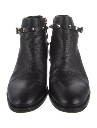 Valentino Rockstud Accents Leather Moto Boots