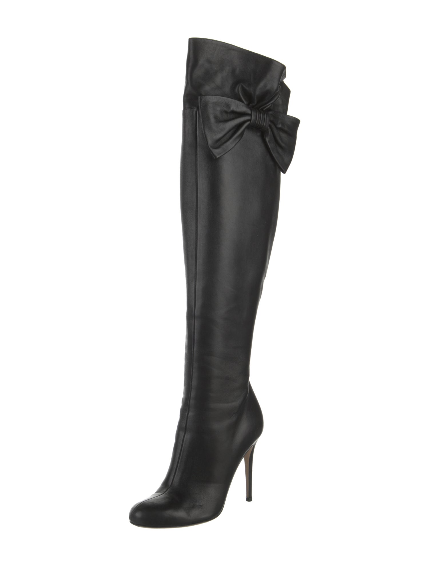 Valentino Leather Bow Accents Boots