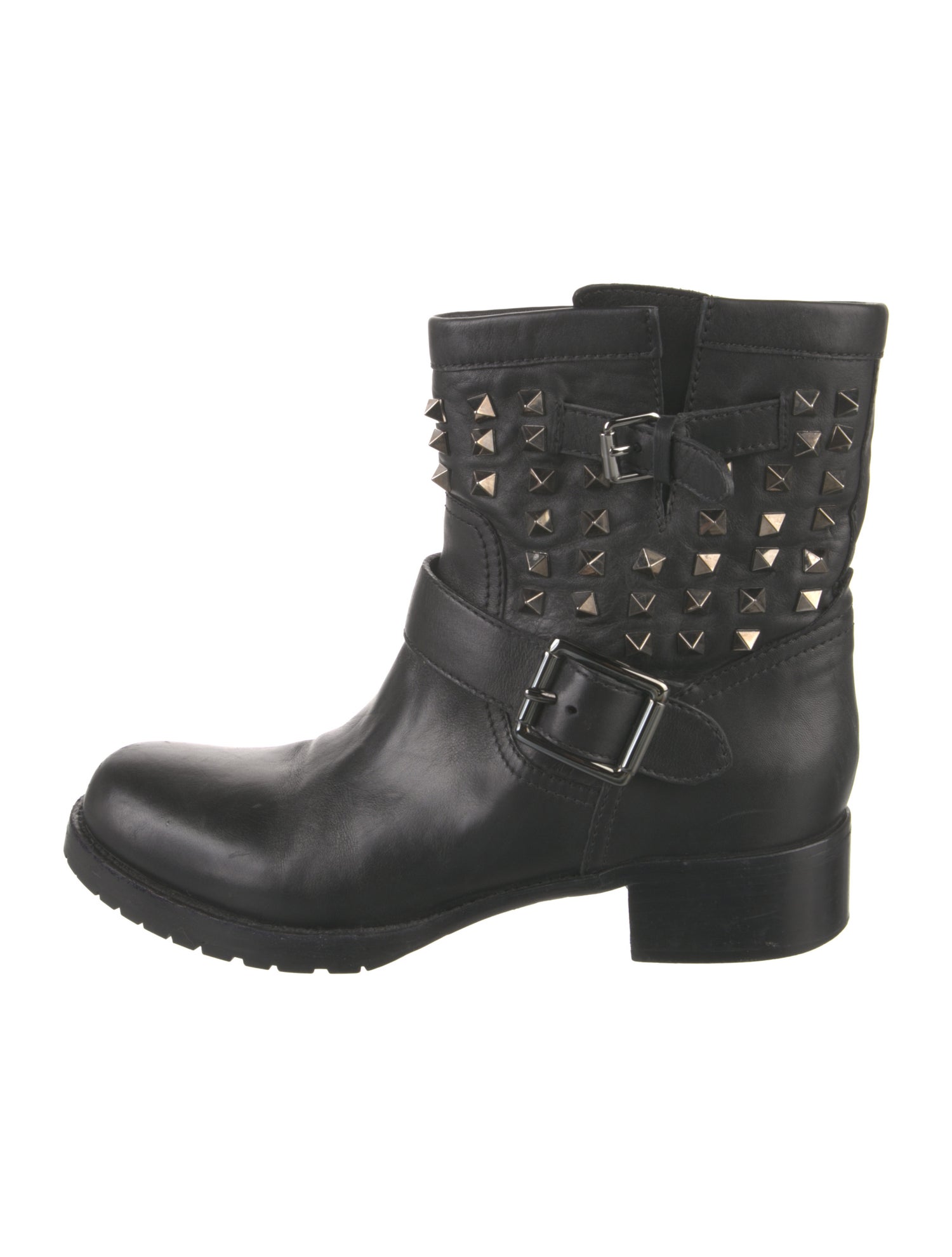 Valentino Rockstud Accents Leather Moto Boots
