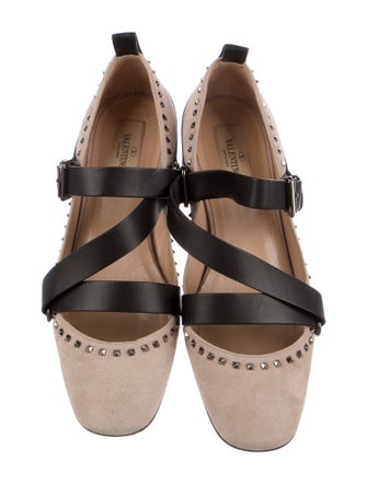 Valentino Rockstud Accents Suede Mary Jane Flats