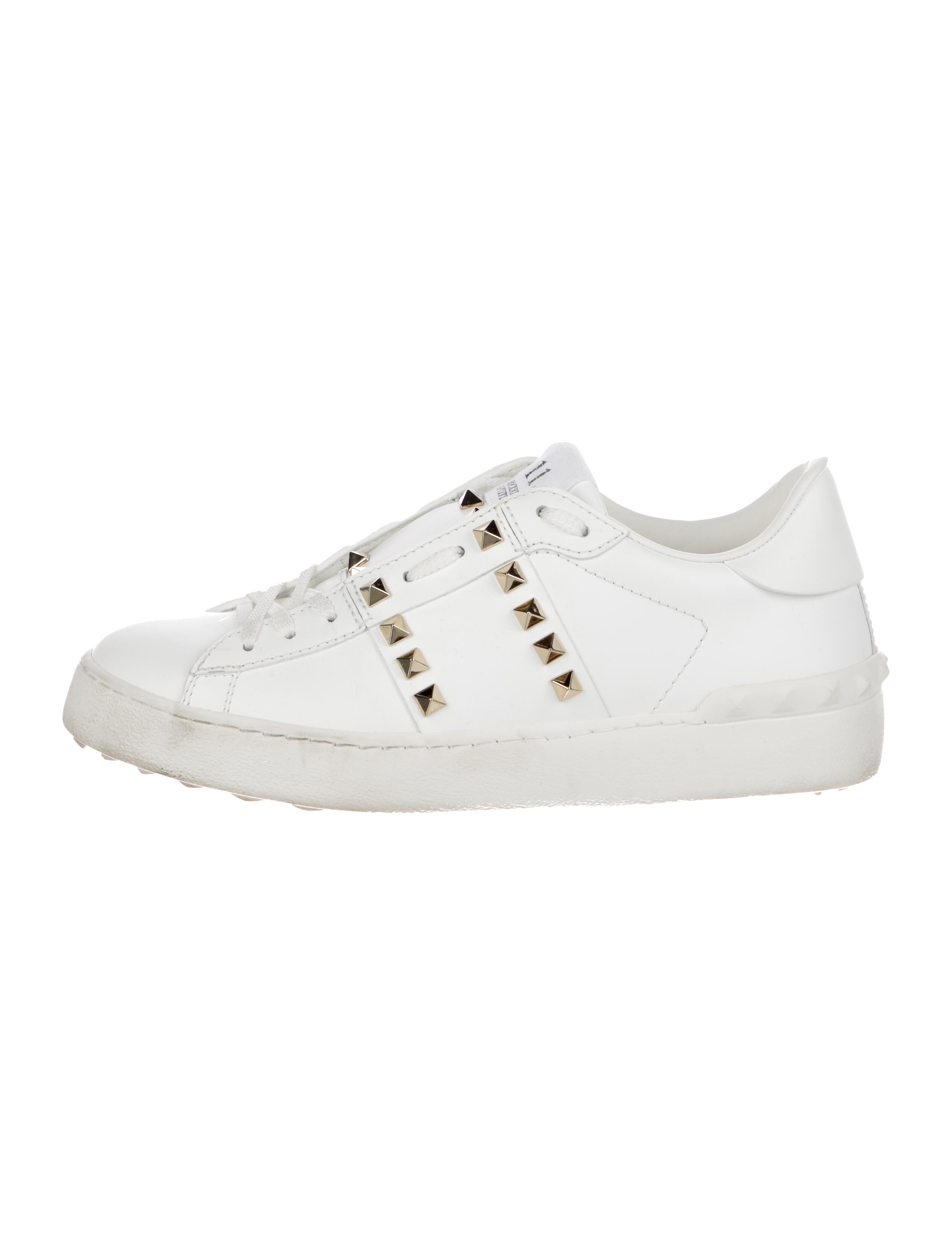 Valentino Rockstud Accents Leather Sneakers