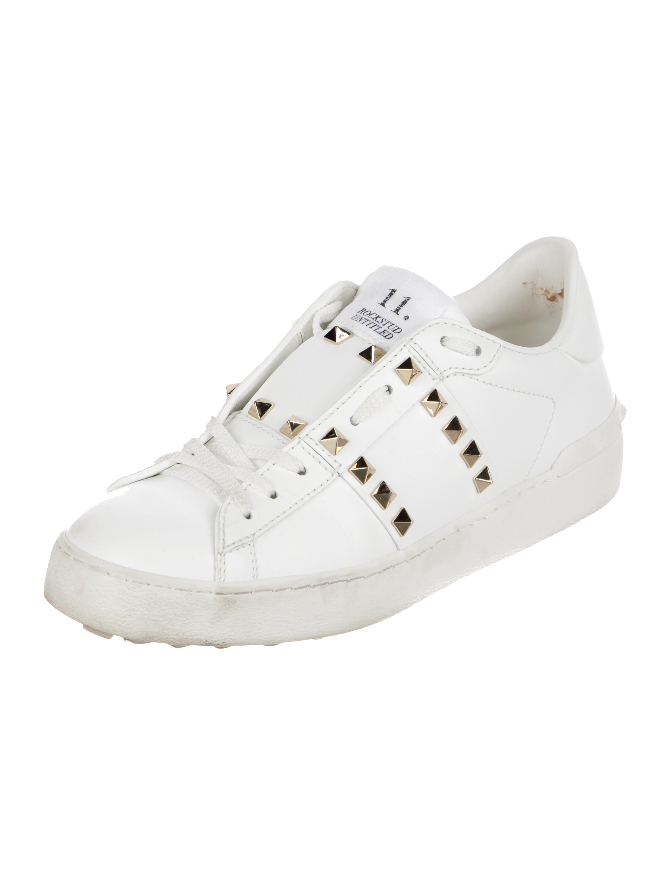 Valentino Rockstud Accents Leather Sneakers