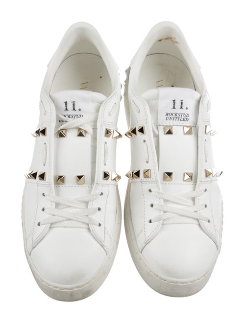 Valentino Rockstud Accents Leather Sneakers