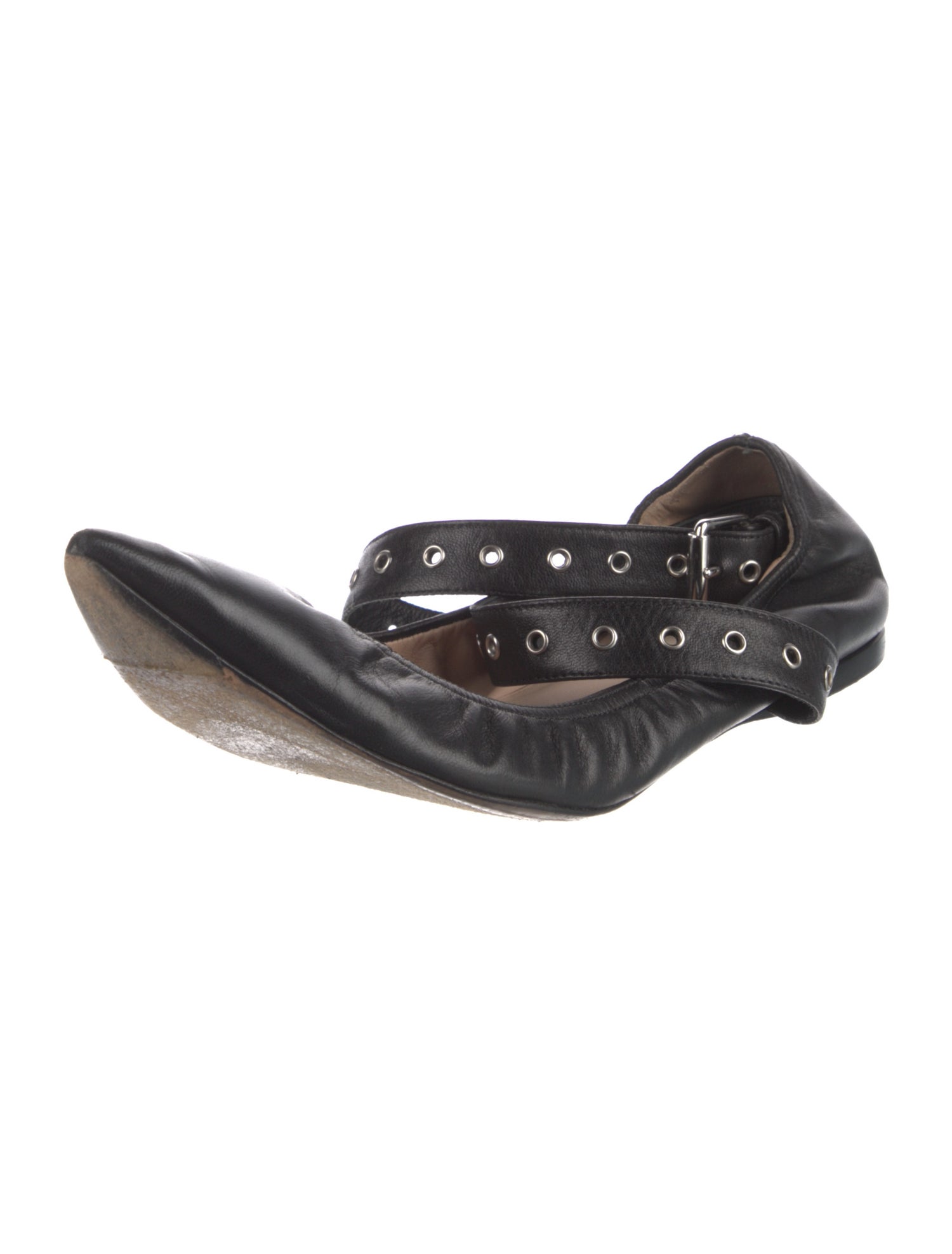 Valentino Leather Studded Accents Ballet Flats