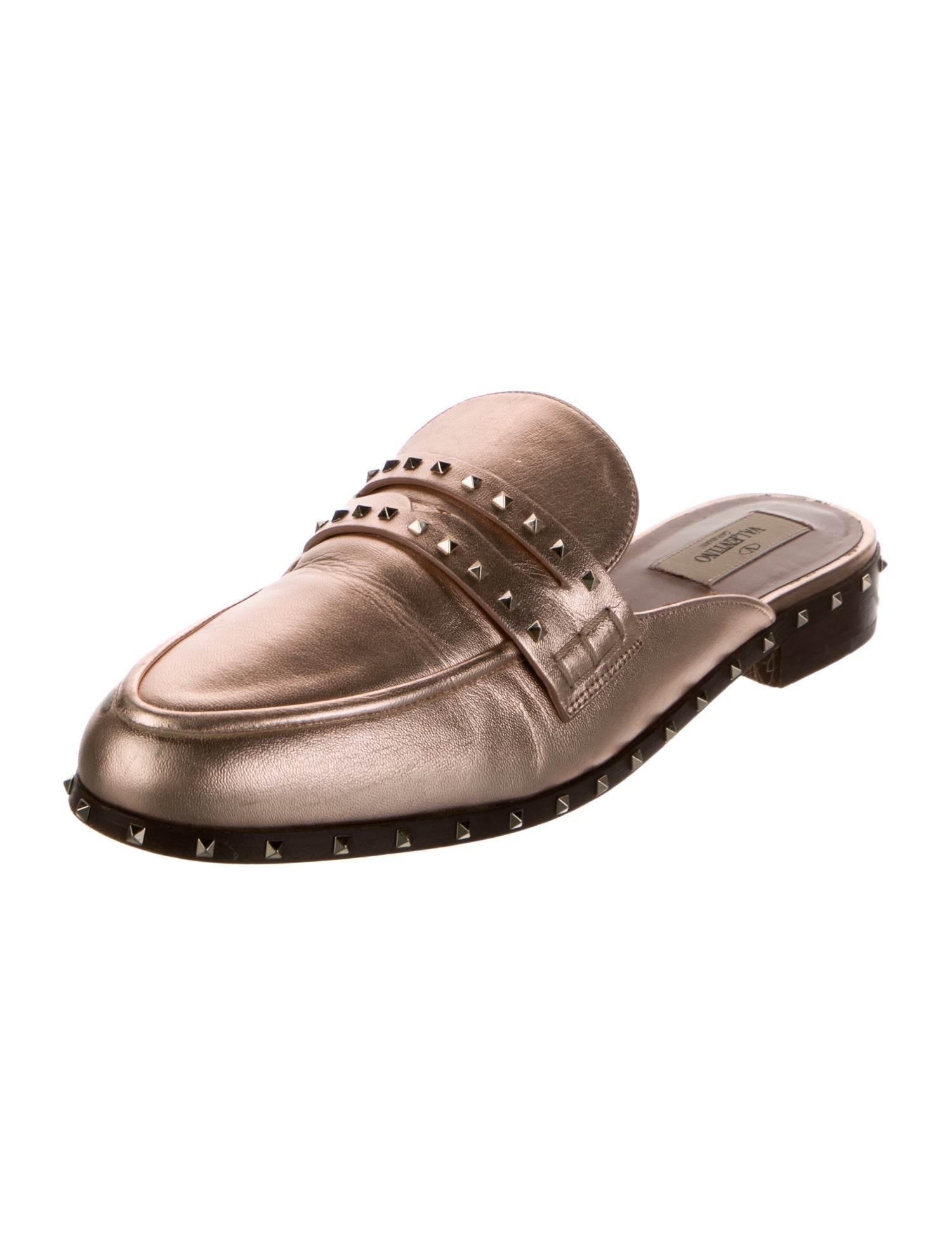 Valentino Rockstud Accents Leather Mules