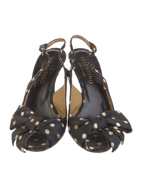 Valentino Floral Print Bow Accents Slingback Pumps