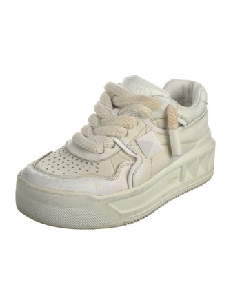 Valentino Rockstud Accents Leather Sneakers