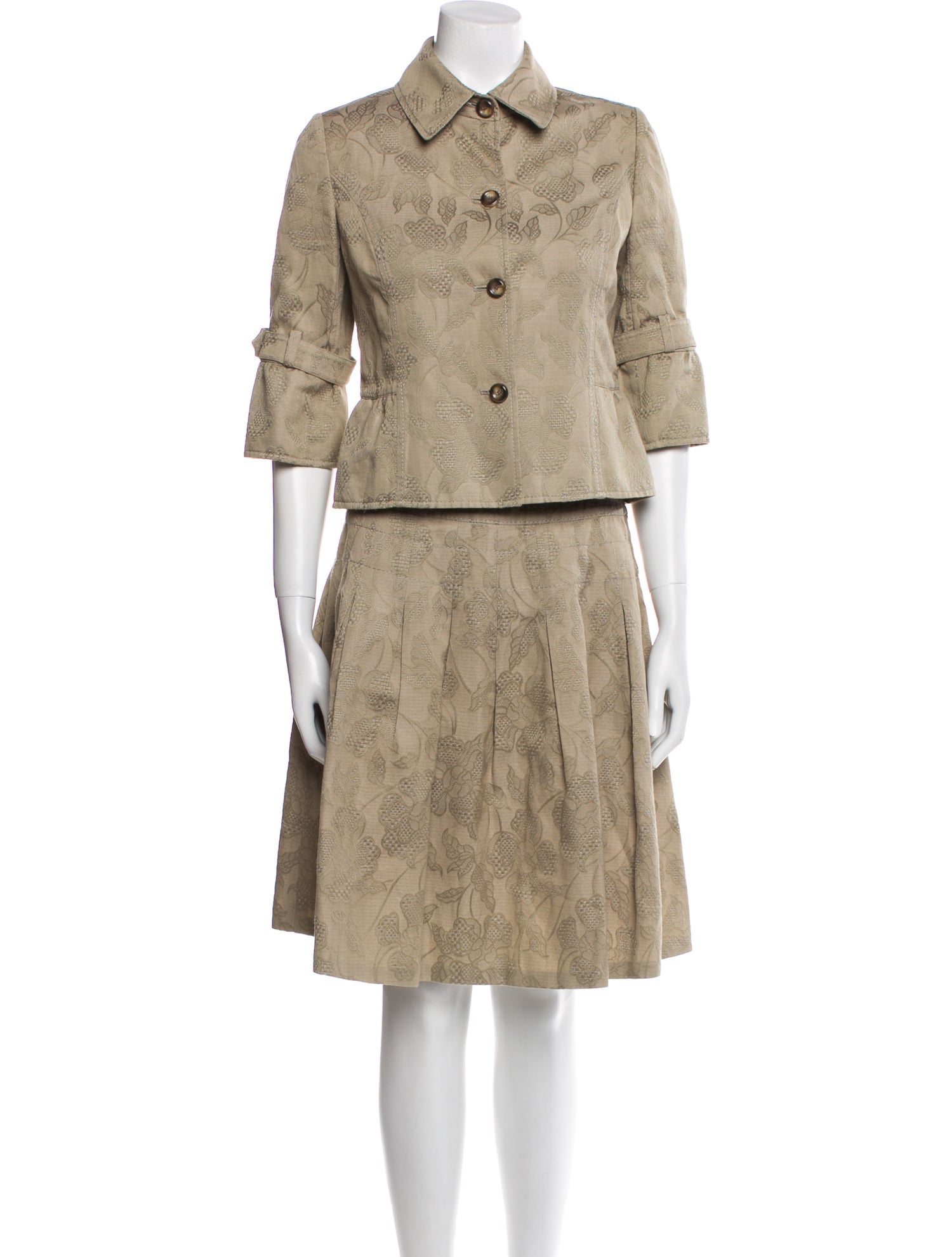 Valentino Floral Print Pleated Accents Skirt Set