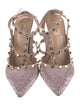 Valentino Rockstud Accents Leather T-Strap Pumps