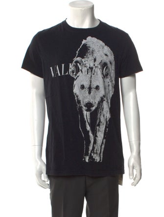 Valentino Graphic Print Short Sleeve Denim Shirt