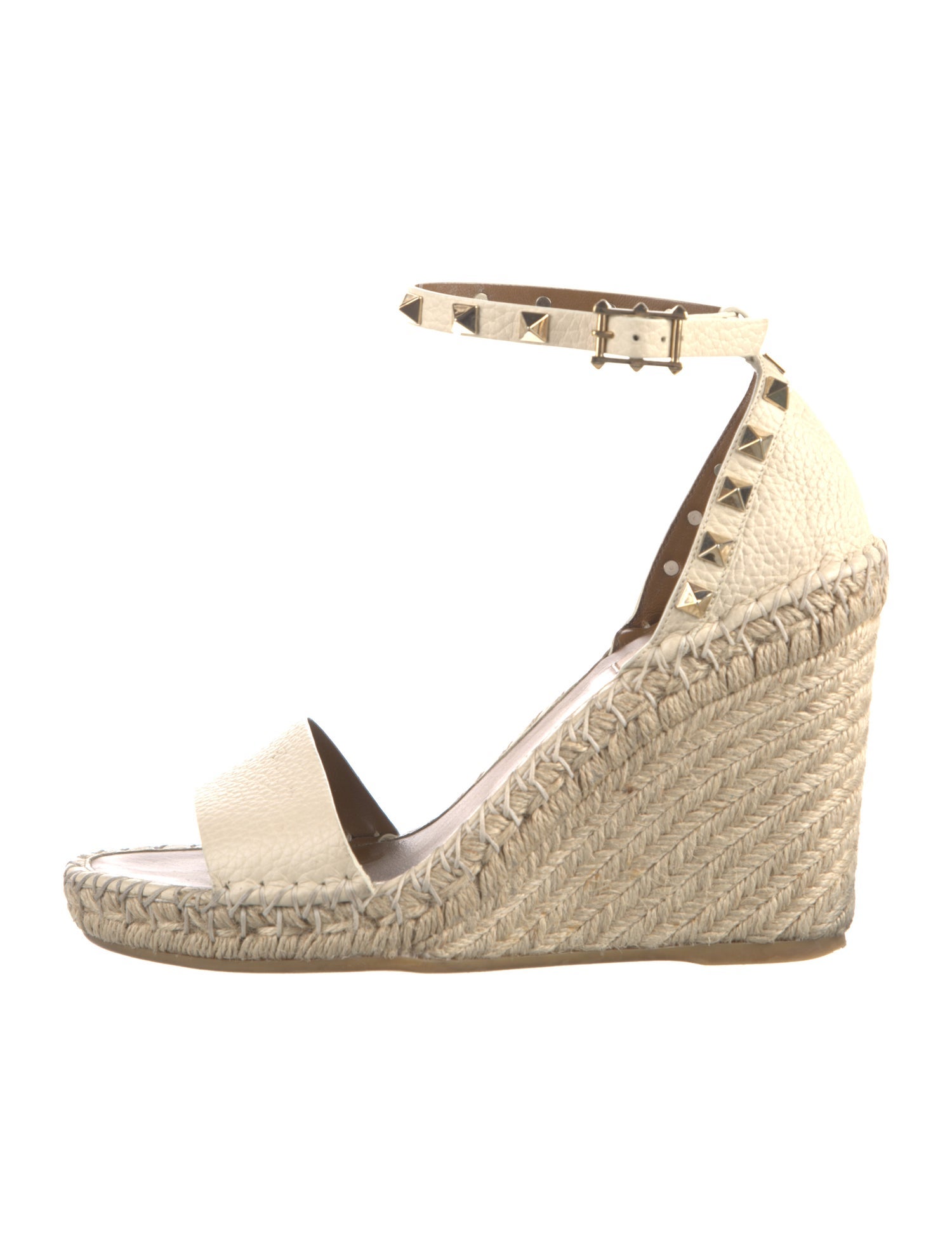 Valentino Rockstud Accents Leather Espadrilles