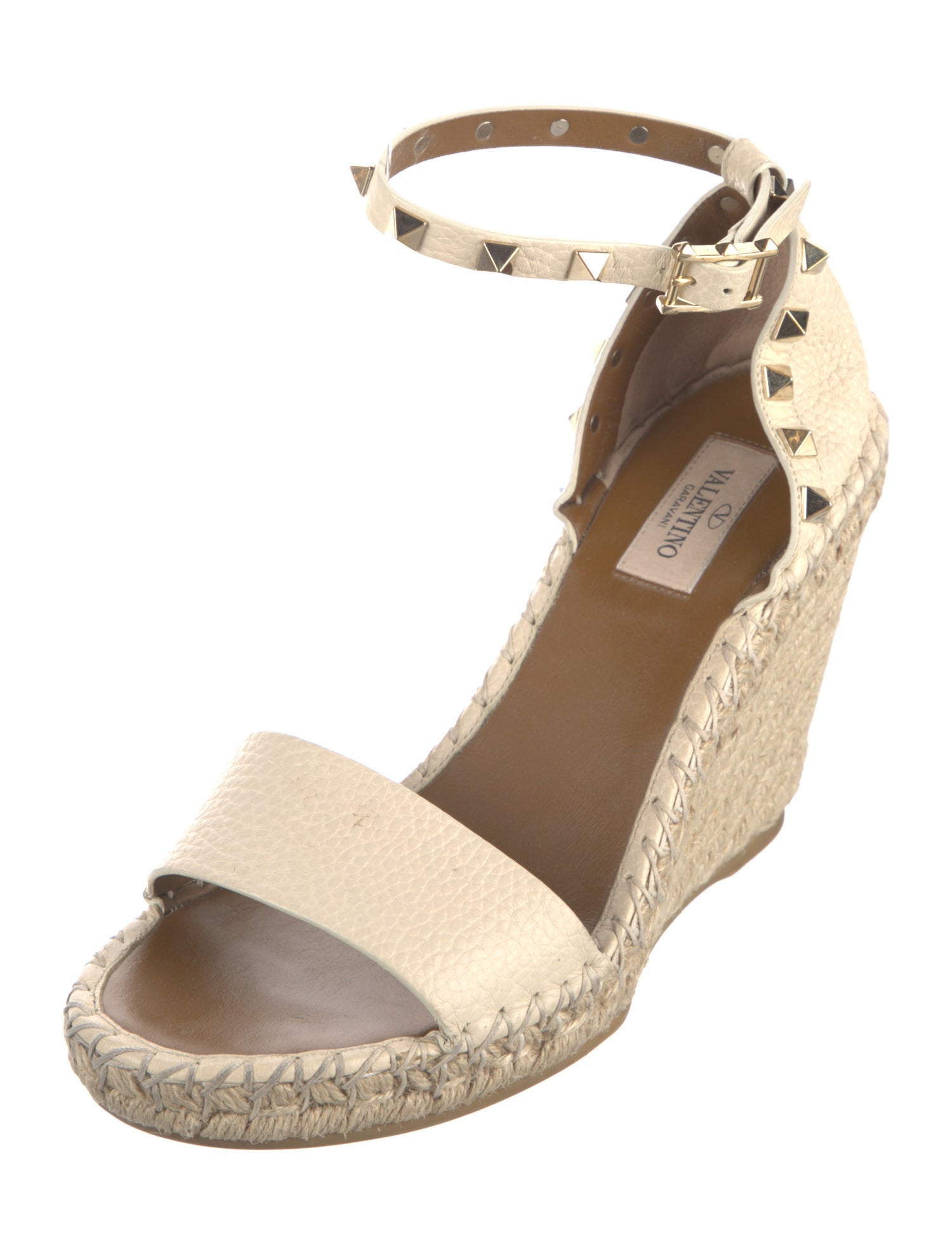 Valentino Rockstud Accents Leather Espadrilles