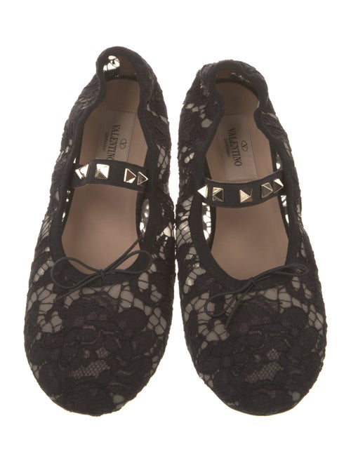 Valentino Rockstud Accents Lace Mary Jane Flats