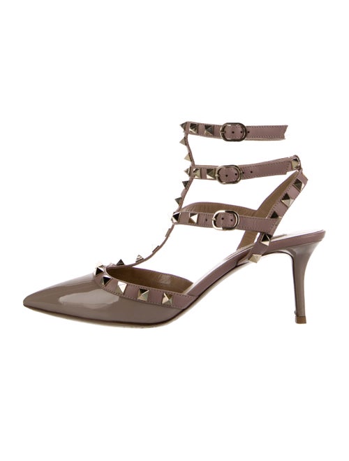 Valentino Rockstud Accents Patent Leather T-Strap Pumps