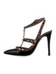 Valentino Rockstud Accents Patent Leather T-Strap Pumps
