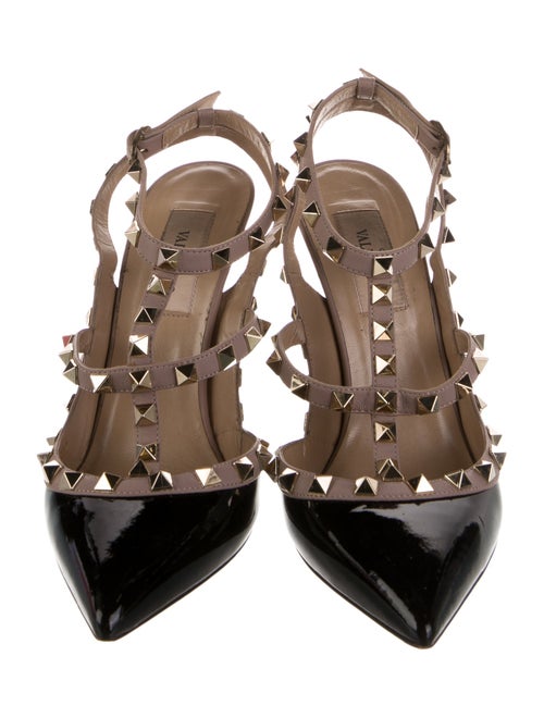 Valentino Rockstud Accents Patent Leather T-Strap Pumps